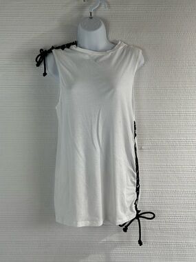 Rock & Rose Couture White Lace-Up Side Tank Top Y2K Grunge Minimalist Sz S